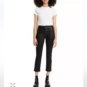 NWT JEN 7 by 7 For All Mankind Coated Straight Ankle Jeans in Black Coat Sz 20